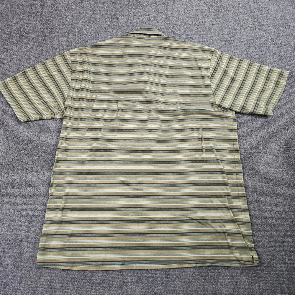 Tiger Woods Troon North Golf Club Polo Shirt XL Green Striped Performance Casual